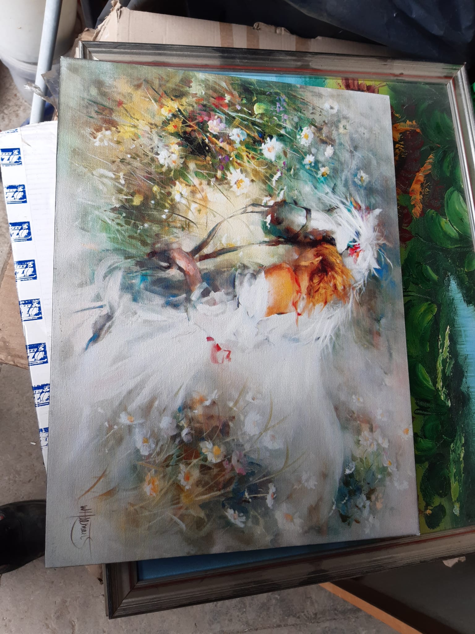 Pintura floral abstracta